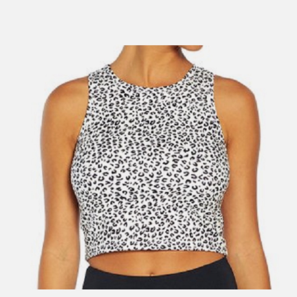 Balance Collection White Cheetah Print‎ Crop Tank Size Medium